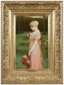 BOUGHTON George Henry 1833-1905,Girl Gathering Roses,Brunk Auctions US 2023-07-14
