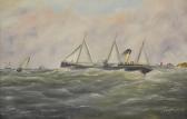 BOUGHTON W. D,A steam ship and other vessels in a swel,1897,Fieldings Auctioneers Limited 2014-07-05