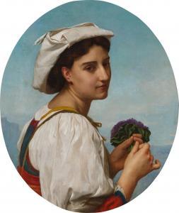 BOUGUEREAU Elizabeth Jeanne 1837-1922,Le Bouquet de violettes,1870,Sotheby's GB 2023-01-26