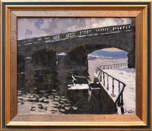 BOUILLON Georges 1891-1943,Vue sous un pont,Hotel Des Ventes Mosan BE 2022-03-23