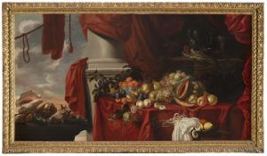 BOUILLON Michel 1638-1673,Composizione di frutta su tavola ricoperta da dr,Il Ponte Casa D'aste Srl 2022-04-12