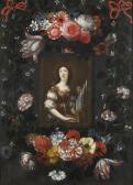 BOUILLON Michel 1638-1673,Sainte Cécile dans une guirlande de fleurs,Tajan FR 2008-10-24