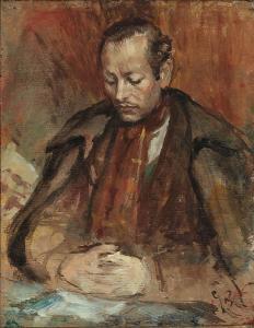 BOUISSET Georges 1903-1965,Portrait of a man sitting with folded hands,Bruun Rasmussen DK 2023-05-08