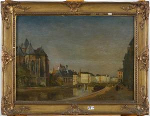 BOULANGER Francois Jean Louis 1819-1873,Vue de la ville de Gand en bord ,19th century,VanDerKindere 2023-01-24