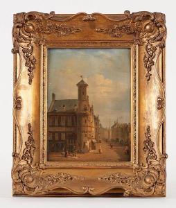 BOULANGER Francois Jean Louis 1819-1873,Vue du Vrijdagmarkt avec le Toreken à Gand,Horta 2023-01-23