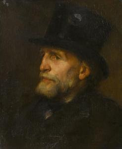 BOULARD Auguste I 1825-1897,Portrait d'homme au chapeau haut-de-forme,Etienne de Baecque 2023-12-01