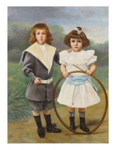 BOULET Cyprien 1877-1927,Les deux enfants au cerceau,1900,Brissoneau FR 2022-12-16