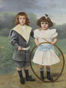 BOULET Cyprien 1877-1927,Les deux enfants au cerceau,1900,Brissoneau FR 2023-02-09