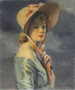 BOULET Cyprien 1877-1927,Portrait de femme au chapeau,Tradart Deauville FR 2021-08-22