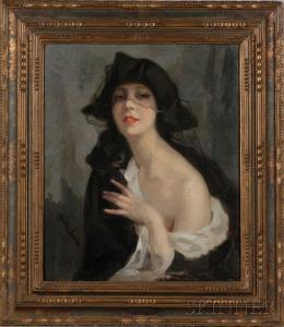 BOULET Cyprien 1877-1927,Woman with a Lace Veil,Skinner US 2009-10-24