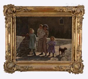BOULINEAU Abel 1839-1934,Enfants au chien,Gros-Delettrez FR 2023-10-02