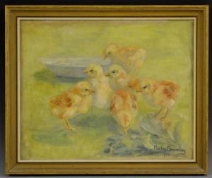 BOUMPHREY Pauline,Chicks at a Water Dish,1953,Bamfords Auctioneers and Valuers GB 2017-03-15