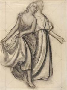 BOUQUET Louis,Deux femmes dansant - étude pour Le Parnasse, pein,1935,Etienne de Baecque 2021-11-06