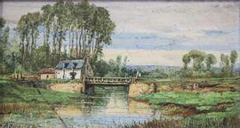 BOUQUET Michel 1807-1890,Maison en bord de rivière,Eric Caudron FR 2021-10-01