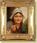 BOURCE Henri Jacques 1826-1899,Portrait d'une jeune fermière,VanDerKindere BE 2008-11-18