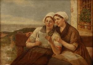 BOURCE Henri Jacques 1826-1899,Zwei Fischerinnen mit Brief,Twents Veilinghuis NL 2021-01-07