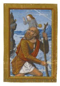 BOURDICHON JEAN 1457-1521,SAINT CHRISTOPHER CARRYING THE CHRIST CHILD,1500,Sotheby's GB 2014-03-05