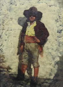 BOUREL Aristide 1840-1924,Jeune homme en pied au chapeau,Ruellan FR 2015-09-19