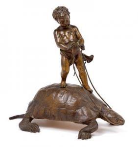 BOURET Eutrope 1833-1906,a boy on a tortoise,Palais Dorotheum AT 2017-10-18
