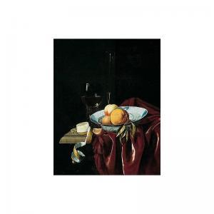 BOURGEOIS Nicolaes,still life of oranges and a peach in a blue and wh,Sotheby's GB 2001-12-13