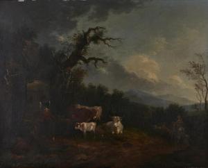 BOURGEOIS Peter Francis,A Wooded Landscape with Drover and Cattle at a Tro,Mellors & Kirk 2022-04-12