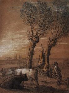 BOURGEOIS Peter Francis 1756-1811,Cattle and boy by pollard willows,Mallams GB 2015-10-07