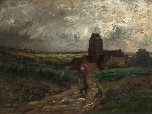 BOURGES Leonide P. Elise 1838-1910,Way Home in the Rain,Auctionata DE 2014-01-24