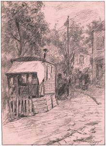 BOURGET Camille 1861-1924,Straßenszene mit kleinem Planwagen,Galerie Bassenge DE 2022-06-03