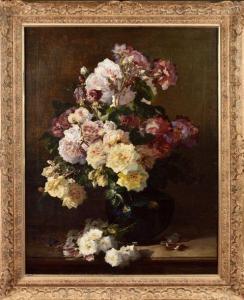 BOURGOGNE Pierre 1838-1904,Bouquet de roses,Osenat FR 2020-11-24