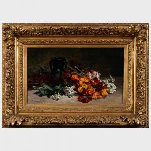 BOURGOGNE Pierre 1838-1904,Giroflees et Fleurs Blanches,1896,Stair Galleries US 2024-01-24