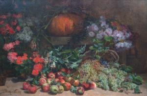 BOURGOGNE Pierre,Nature-morte fruits, fleurs et légumes,1887,Lombrail - Teucquam 2019-11-14