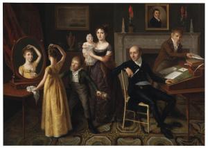 BOURGOIN Francois Jules 1796-1812,Family Group in a New York Interior,1807,Christie's GB 2019-01-17