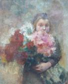 BOURGONNIER Claude Charles 1860-1921,Jeune fille au bouquet de fleurs,Auxerre Enchères FR 2008-07-06