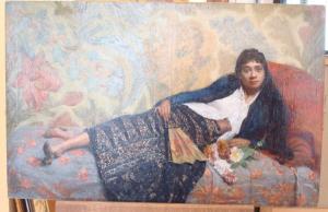 BOURGUIGNON R 1900-1900,Femme espagnole allongée,Millon & Associés FR 2011-10-03