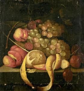 BOURJINON J. 1660-1700,Früchtestilleben auf einem Steinpodest,Nagel DE 2018-02-21