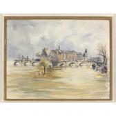 BOURLIER Marc 1947,River before city with Cathedral,Eastbourne GB 2018-04-07