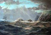 BOURNE James C 1845-1898,Sailing Ship Avoiding Rocky Coastline,1881,Theodore Bruce AU 2017-07-16
