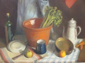 BOURNE Katherine Helen,20th century: Still life study of fruits and utens,Cheffins 2020-02-27