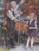 BOURNE Olive Grace 1897-1962,Original illustration farmer and girl,Burstow and Hewett GB 2016-07-27
