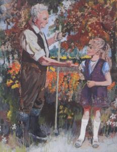 BOURNE Olive Grace 1897-1962,Original illustration farmer and girl,Burstow and Hewett GB 2016-07-27