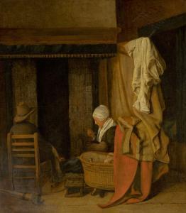 BOURSSE Esaias 1631-1672,Cottage interior with a peasant family sitting by ,Sotheby's GB 2020-05-07