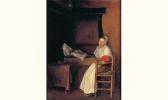BOURSSE Esaias 1631-1672,Jeune femme assise près de son lit,1672,Piasa FR 2003-03-28