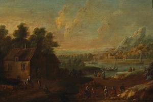BOUT Pieter Jans 1658-1719,An extensive river landscape with numerous figures,Bonhams GB 2006-05-16