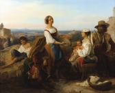 BOUTERWEK Friedrich,JOUEUSE DE TAMBOURIN DANS LA CAMPAGNE ROMAINE,1838,Sotheby's 2015-06-17
