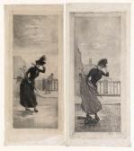 BOUTET Henri 1851-1919,Woman Crossing a Bridge,Swann Galleries US 2013-03-07
