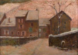 BOUTHÉON Charles 1877-1949,Maisons sous la neige,Conan-Auclair FR 2020-11-15