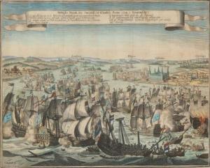 BOUTTATS Gaspar 1625-1695,Battaglia Nauale tra Suezzeli, et Olandesi,1658,Bruun Rasmussen 2019-08-05