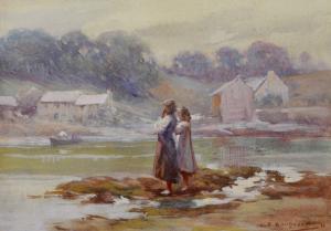 BOUTWOOD Charles Edward 1856-1941,Figures by a lakeside,1811,Charterhouse GB 2009-10-23