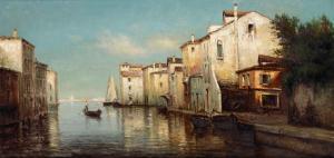 BOUVARD Eloi Noel 1875-1957,Veduta di Canale veneziano con gondole,Cambi IT 2023-04-19