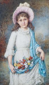 BOUVIER Agnes Rose 1842-1892,A portrait of a girl with a blue sh,1881,Bellmans Fine Art Auctioneers 2020-10-23
